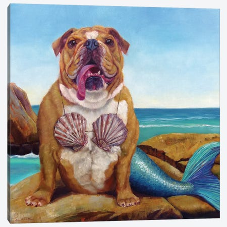 Mermaid Dog Canvas Print #HEF7} by Lucia Heffernan Canvas Art