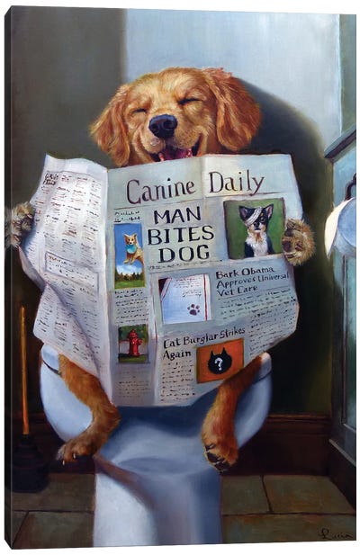 Dog Gone Funny Canvas Art Print - Large Art for Bathroom