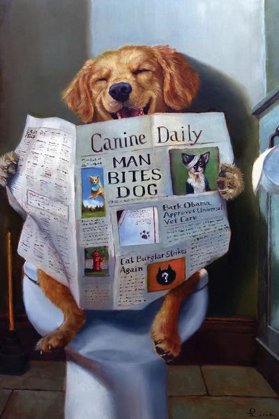 Large Art for Bathroom - Canvas Prints: Dog Gone Funny by Lucia Heffernan