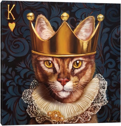 King Of Hearts Canvas Art Print - Abyssinian Cat Art