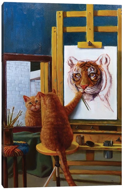 Norman Catwell Canvas Art Print - Tabby Cat Art