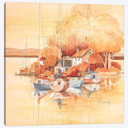 Boats I Canvas Print #HEI18} by Franz Heigl Canvas Artwork