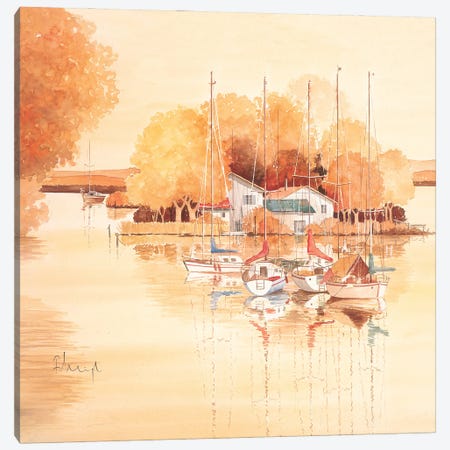Boats II Canvas Print #HEI19} by Franz Heigl Canvas Wall Art
