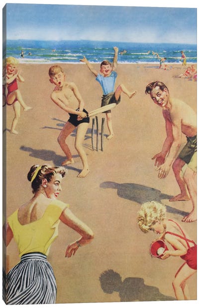 Beach Cricket Canvas Art Print - Hemingway Design