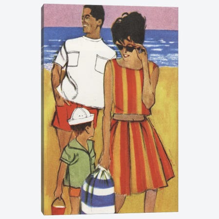 Beach Family Canvas Print #HEM12} by Hemingway Design Canvas Wall Art