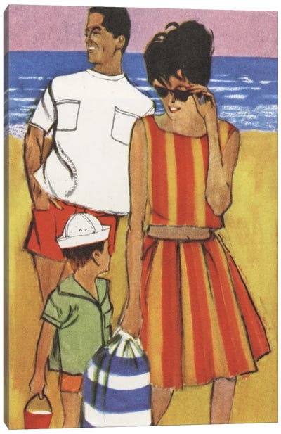 Beach Family Canvas Art Print - Hemingway Design