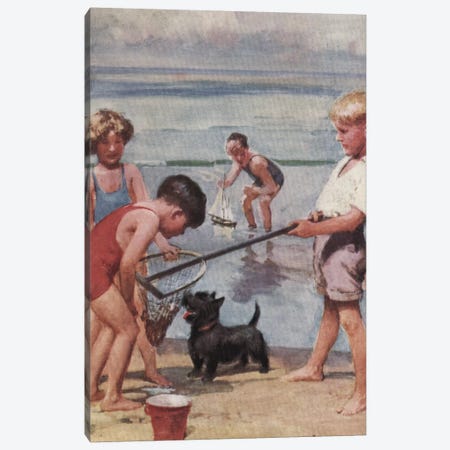 Beach Fishing Canvas Print #HEM13} by Hemingway Design Canvas Art