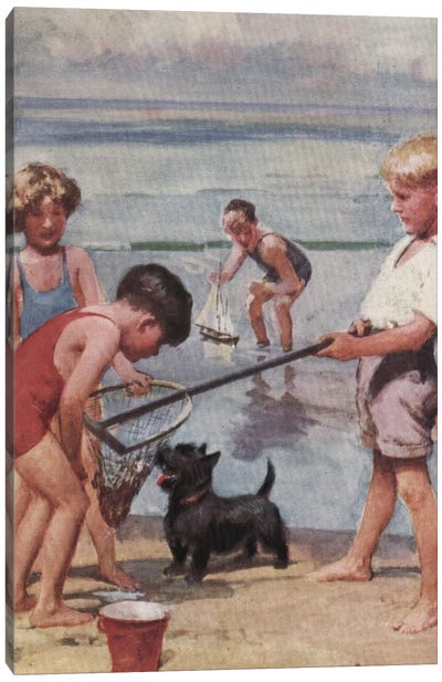 Beach Fishing Canvas Art Print - Hemingway Design