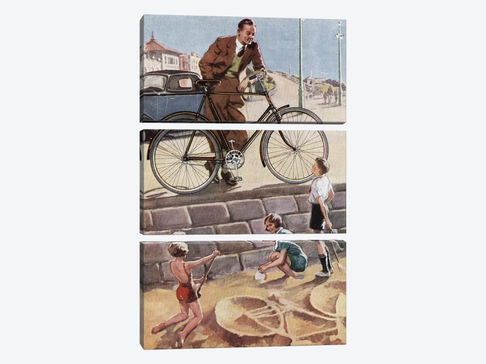 Cycling In The Sand by Hemingway Design 3-piece Art Print
