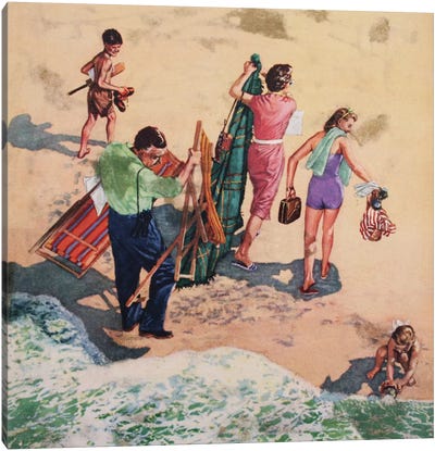 Family At The Seaside Canvas Art Print - Family Art
