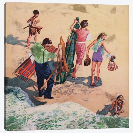 Family At The Seaside Canvas Print #HEM28} by Hemingway Design Canvas Print