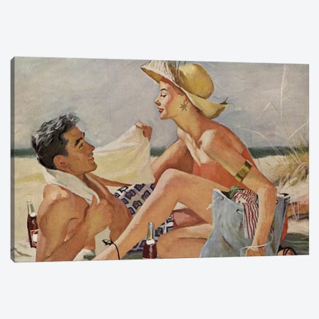 Glamourous Beach Couple Canvas Print #HEM37} by Hemingway Design Canvas Art Print