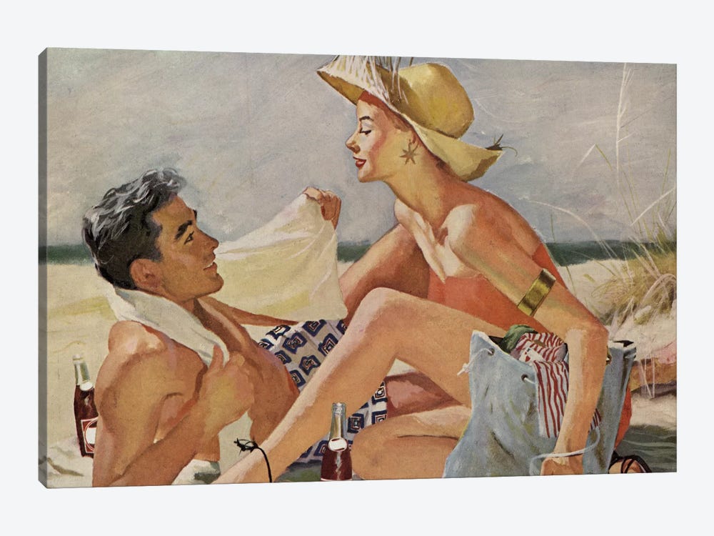 Glamourous Beach Couple by Hemingway Design 1-piece Canvas Print