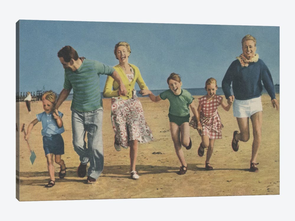 Happy Family Running by Hemingway Design 1-piece Canvas Print