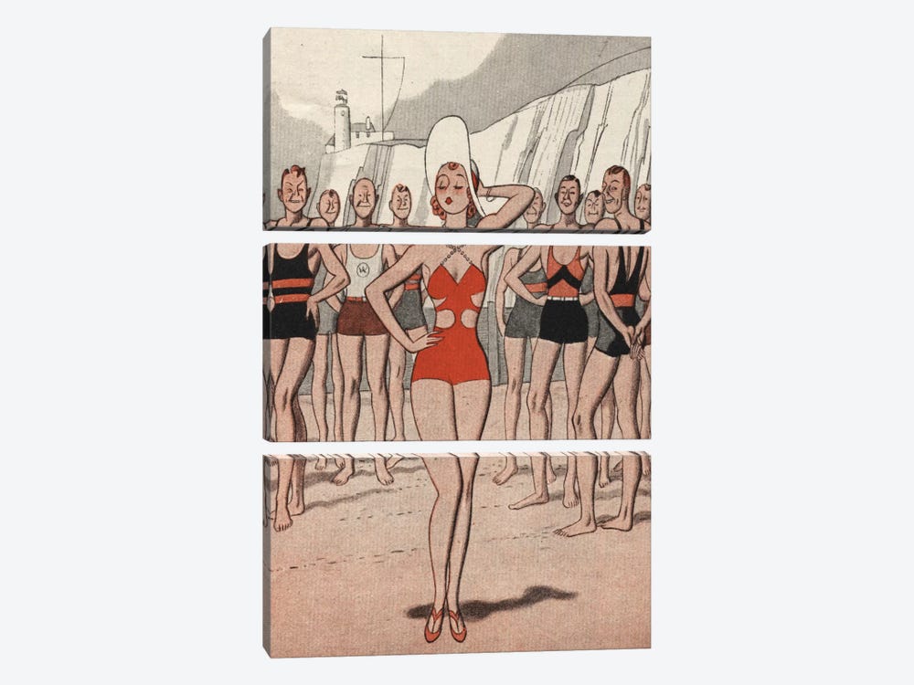 30's Beach Lady by Hemingway Design 3-piece Canvas Artwork
