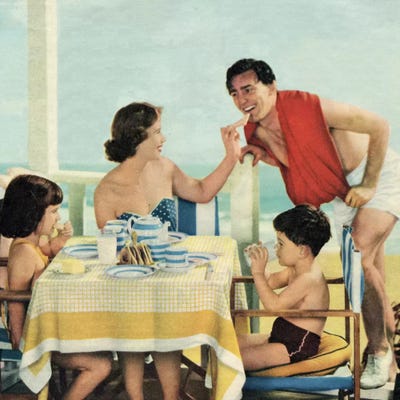 Lunch At The Beach by Hemingway Design metal wall art