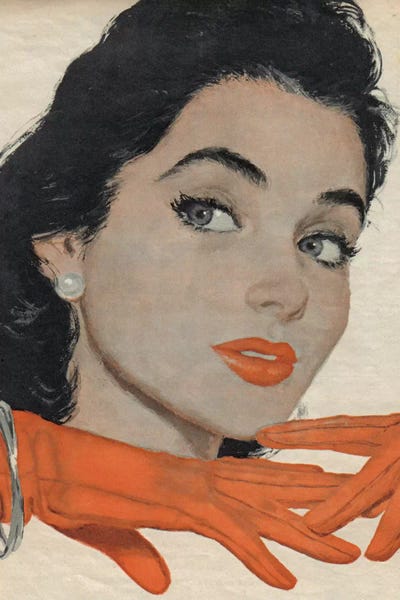 Pearl Earrings, Red Lipstick And Gloves by Hemingway Design canvas print