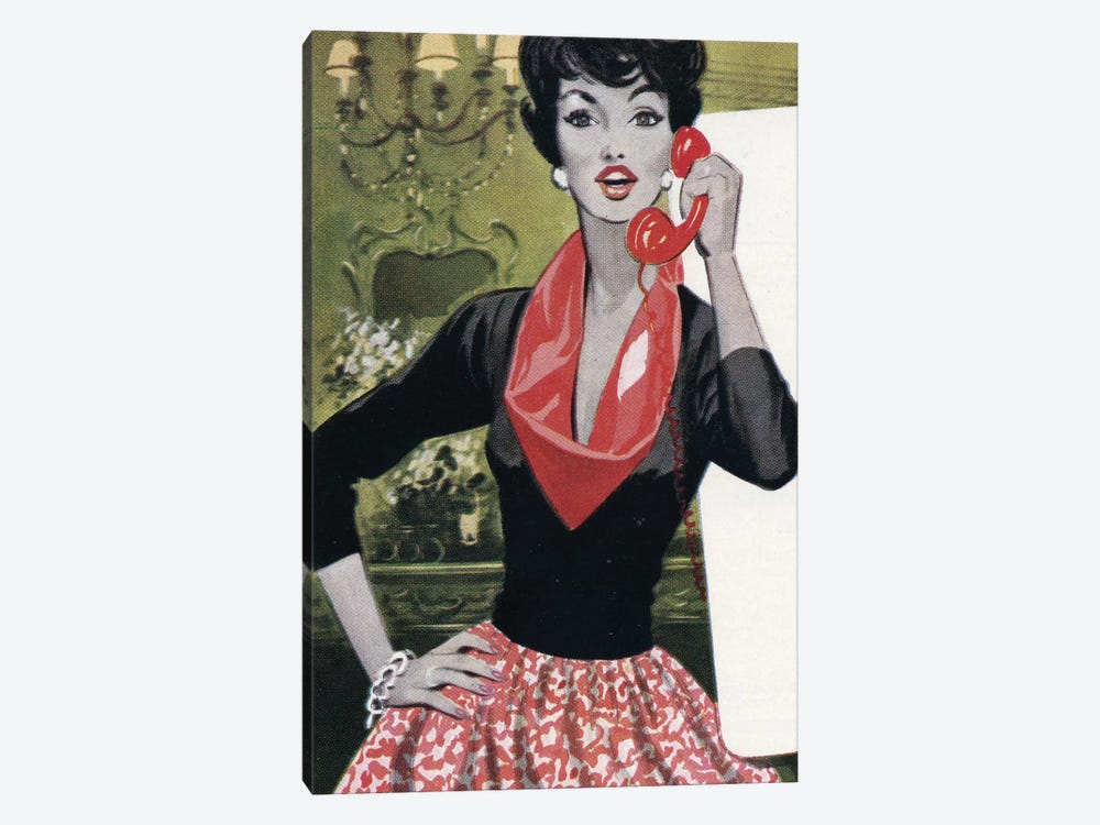 Red Phone, Red Scarf, Red Lips And Red Skirt by Hemingway Design 1-piece Canvas Wall Art