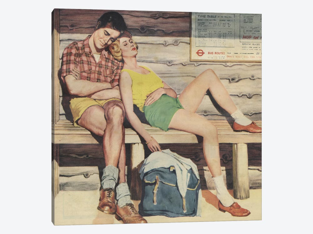 Sleepy Couple by Hemingway Design 1-piece Canvas Print