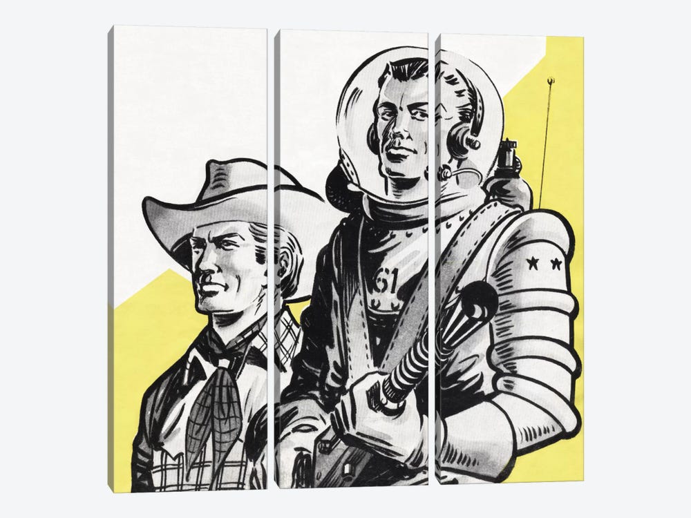 Astronauts And Cowboys by Hemingway Design 3-piece Canvas Art Print