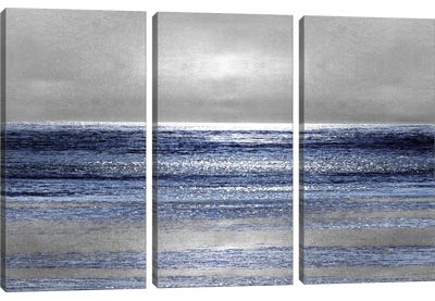 Silver Seascape II Canvas Art Print - 3-Piece Scenic & Landscape Art