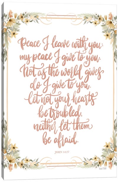 Peace I Leave With You Canvas Art Print - Bible Verse Art