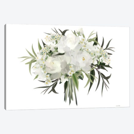 White Boho Bouquet Canvas Print #HFE133} by House Fenway Canvas Wall Art