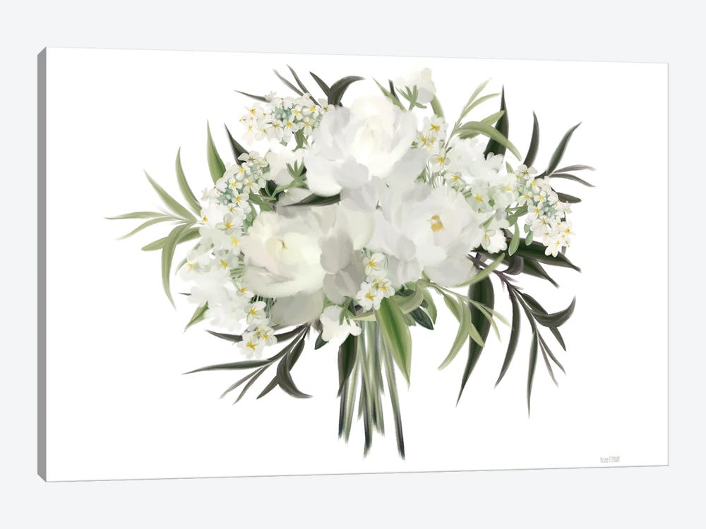 White Boho Bouquet by House Fenway 1-piece Canvas Wall Art