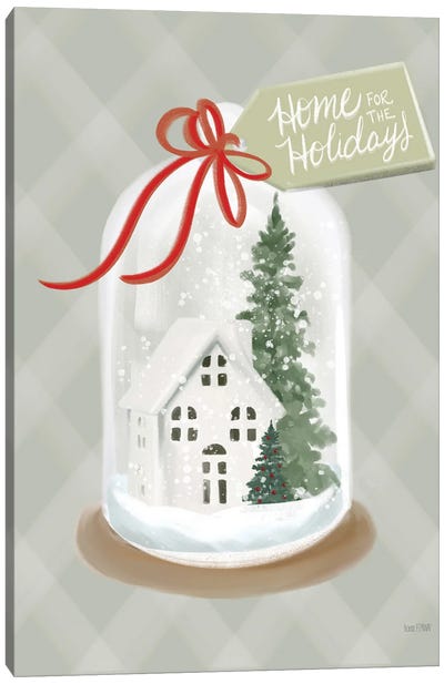 Home For The Holidays Snow Globe Canvas Art Print - House Fenway