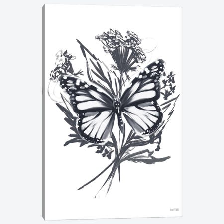 Black & White Butterfly Canvas Print #HFE172} by House Fenway Canvas Artwork