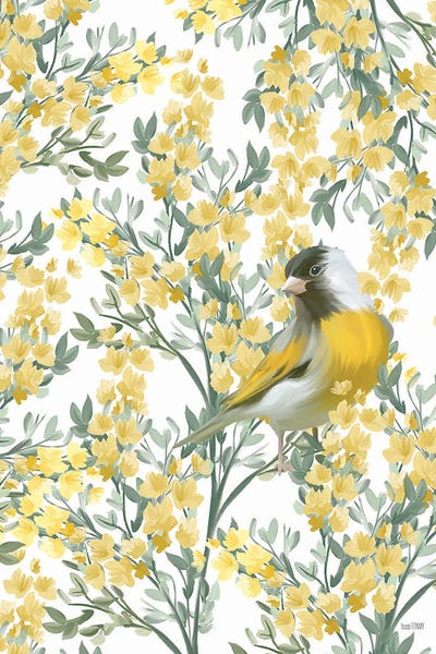 Floral & Botanical Patterns: Yellow Spring Finch by House Fenway