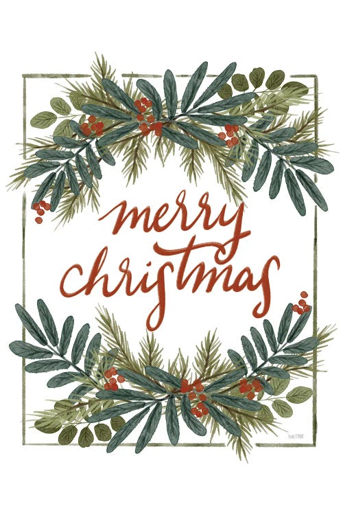 Holly Green Merry Christmas by House Fenway wall art
