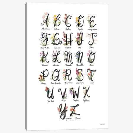 Flower Alphabet in White Canvas Print #HFE31} by House Fenway Canvas Art