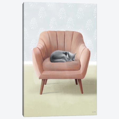 Nap Time Gray Cat Canvas Print #HFE36} by House Fenway Canvas Print