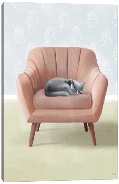 Nap Time Gray Cat Canvas Art Print - House Fenway