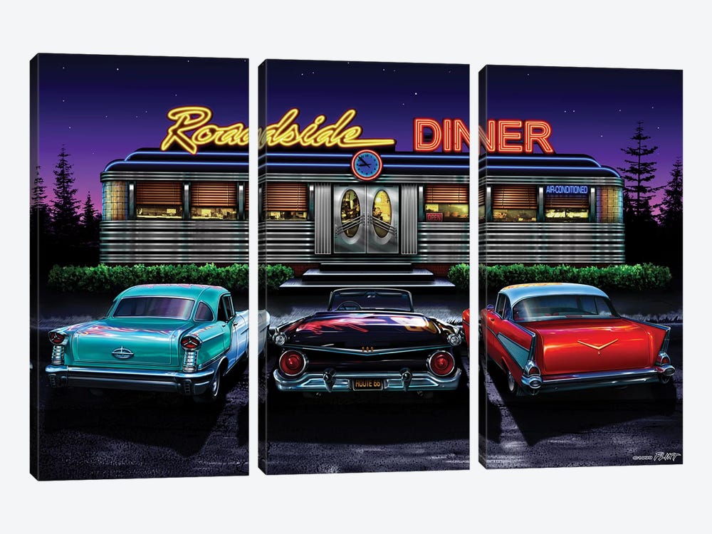 Roadside Diner I by Helen Flint 3-piece Canvas Art Print