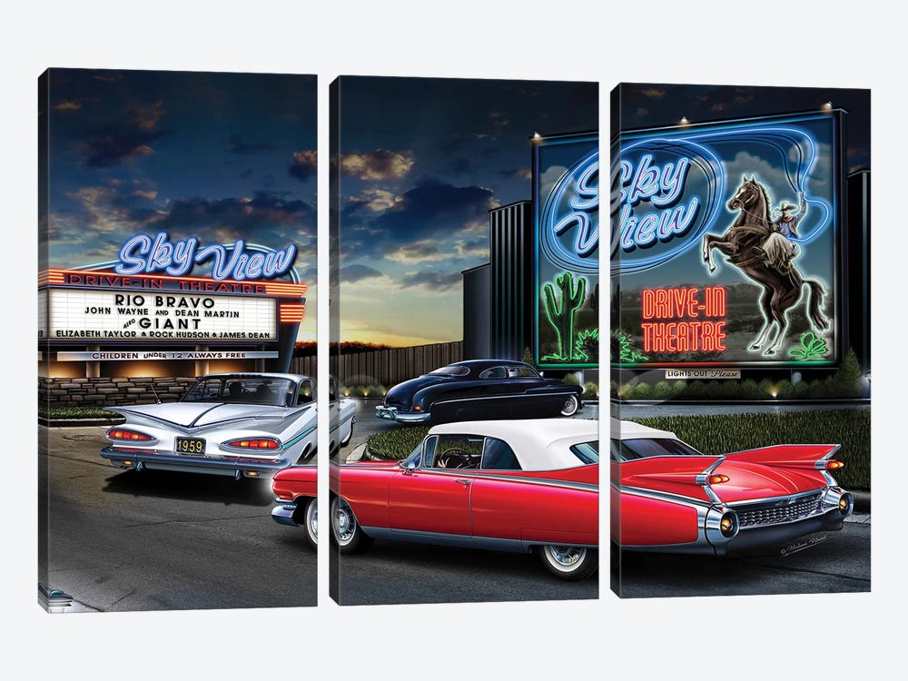 Skyview Drive-In I 3-piece Canvas Artwork