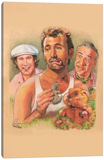 Caddyshack Collage Canvas Art Print - Chevy Chase