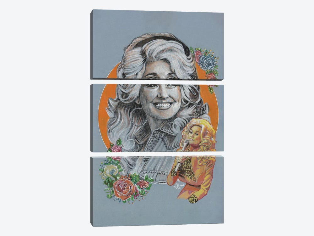 Dolly Parton by Chris Hoffman Art 3-piece Canvas Art Print