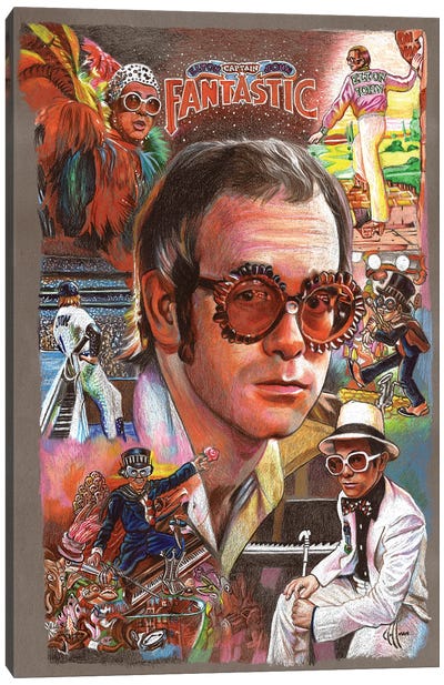 Elton John Collage Canvas Art Print - Elton John
