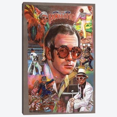 Elton John Collage Canvas Print #HFM21} by Chris Hoffman Art Canvas Print