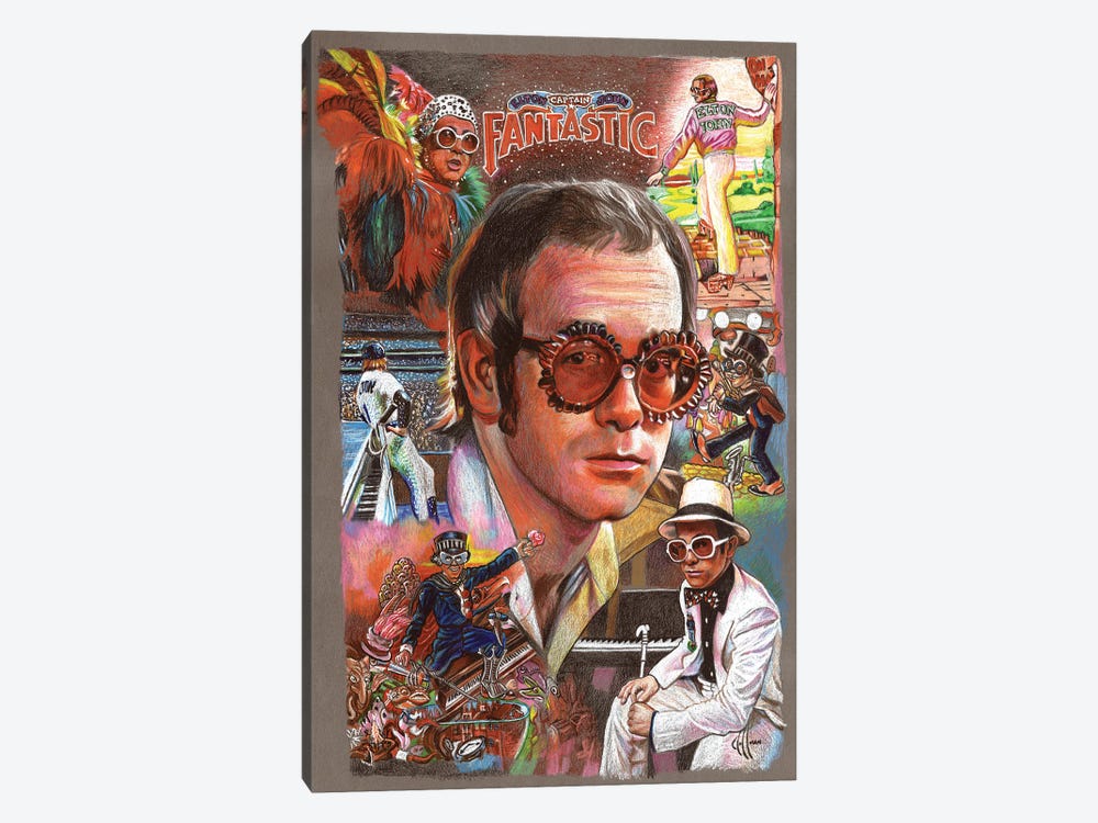 Elton John Collage by Chris Hoffman Art 1-piece Canvas Art