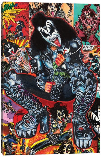 Demon Comic Canvas Art Print - Kiss