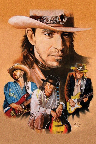 Stevie Ray Vaughn Collage Canvas Canvas Wall Art Chris Hoffman Art