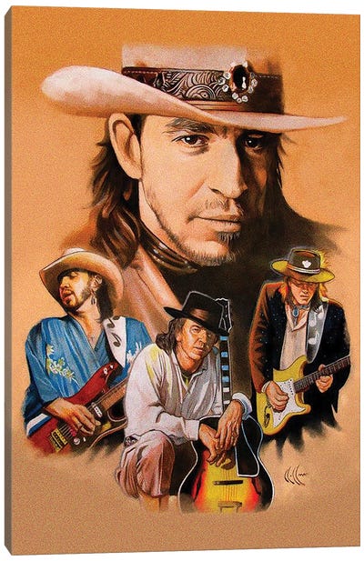 Stevie Ray Vaughn Collage Canvas Art Print - Limited Edition Music Art