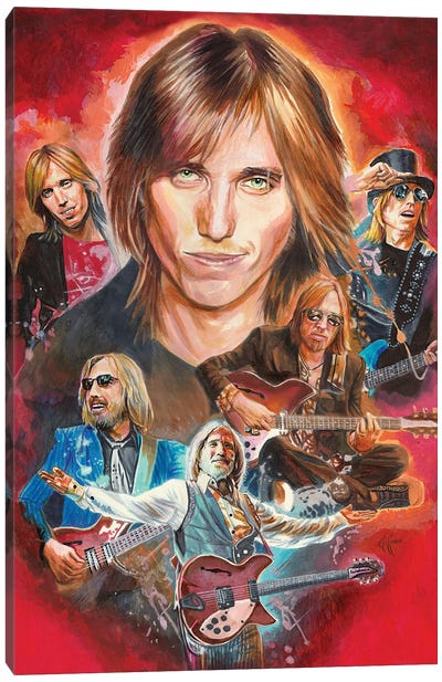 Tome Petty Collage Canvas Art Print - Limited Edition Musicians Art