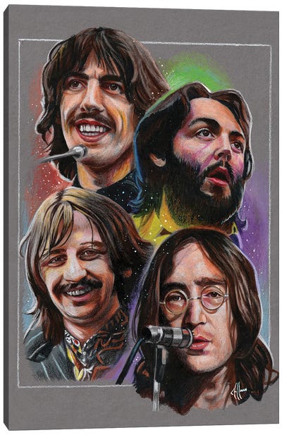 Beatles Collage Canvas Art Print - George Harrison