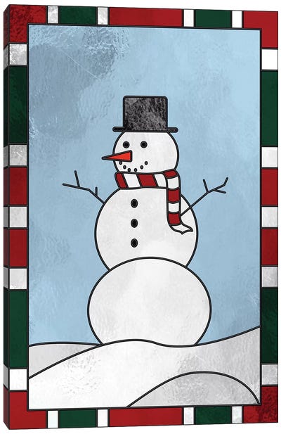 Winter Snowman Canvas Art Print - Holiday Fenestella