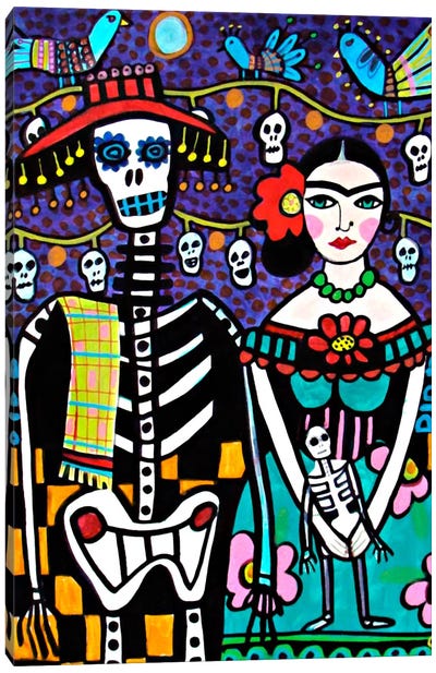 Day of the Dead Frida Canvas Art Print - Día de los Muertos Art