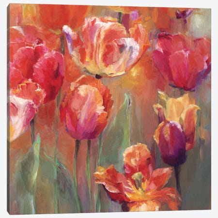 Tulips in the Midst II Pink-Red Canvas Print #HGM32} by Marilyn Hageman Art Print